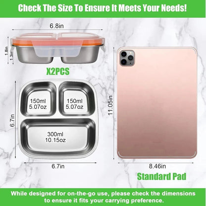 2X Snackle Box Container for Bento Box (Stainless Steel)
