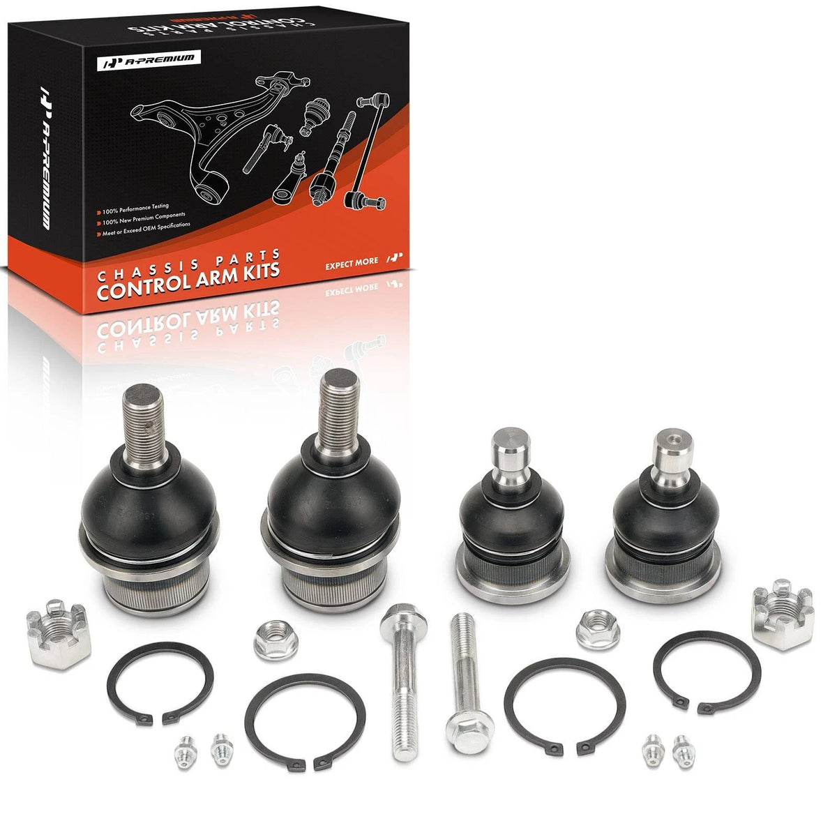 Set of 4 Front Upper & Lower Ball Joints for Chevy Trailblazer GMC Envoy (2002–2009) K6663 K6664