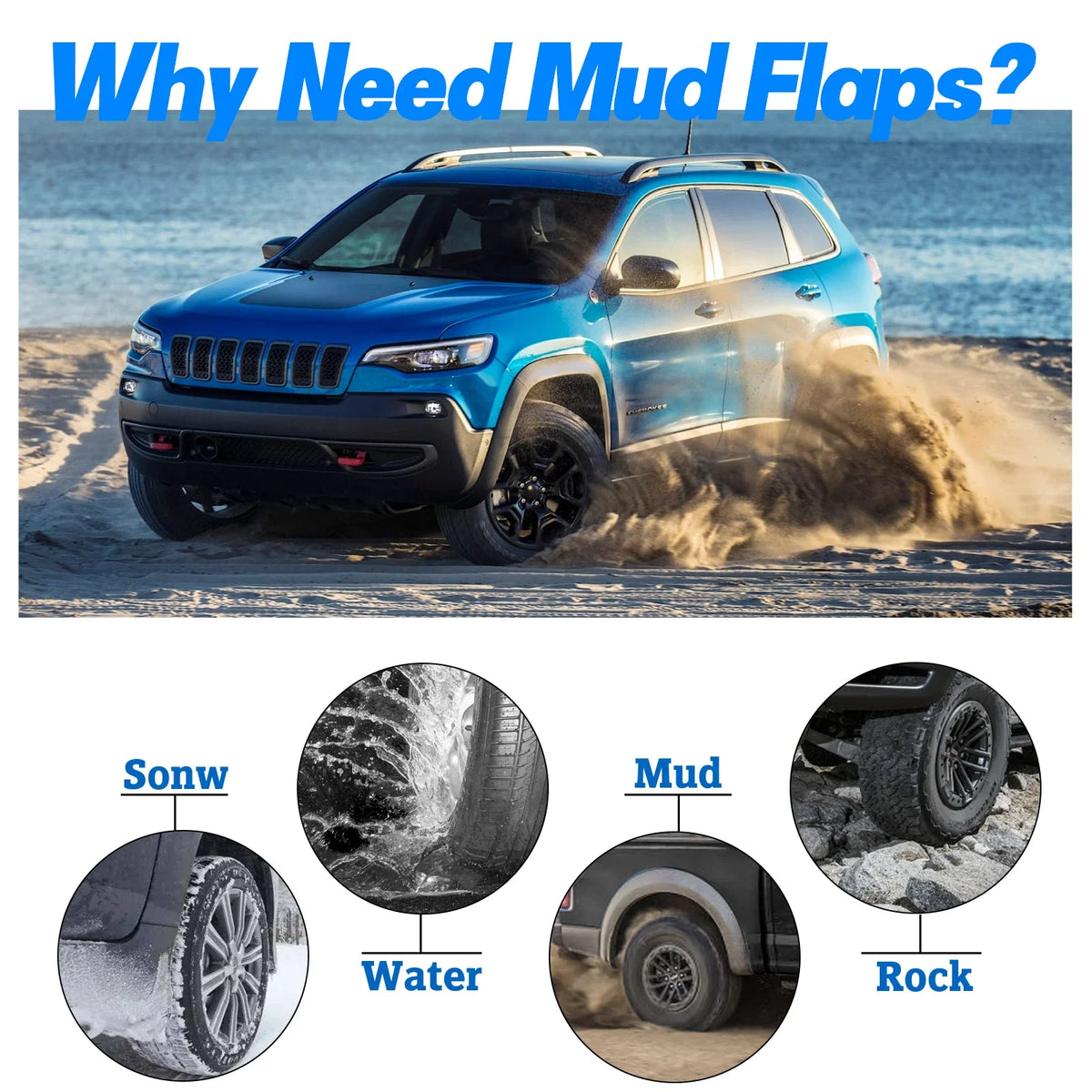 Mud Flaps Splash Guards for Jeep Cherokee (2019–2023)
