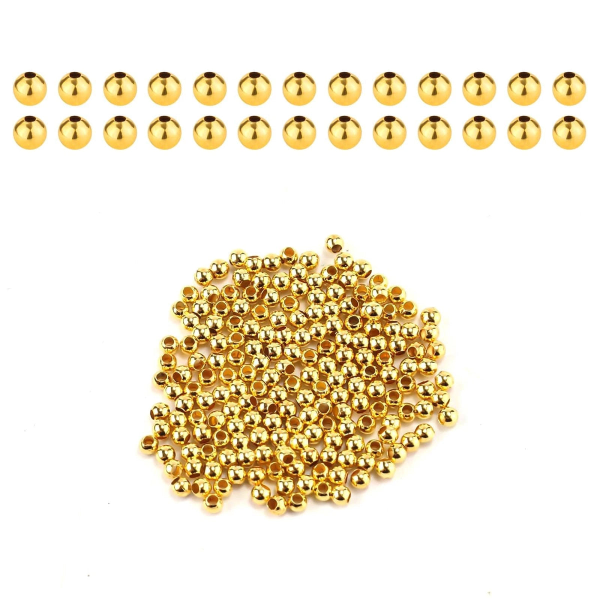 200pcs 2mm Gold Plated Round Spacer Beads for Jewelry Making