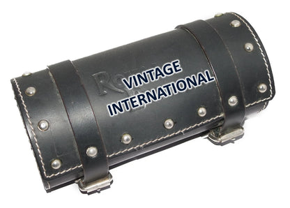 Black Leather Fork Bag Tool Roll for Royal Enfield