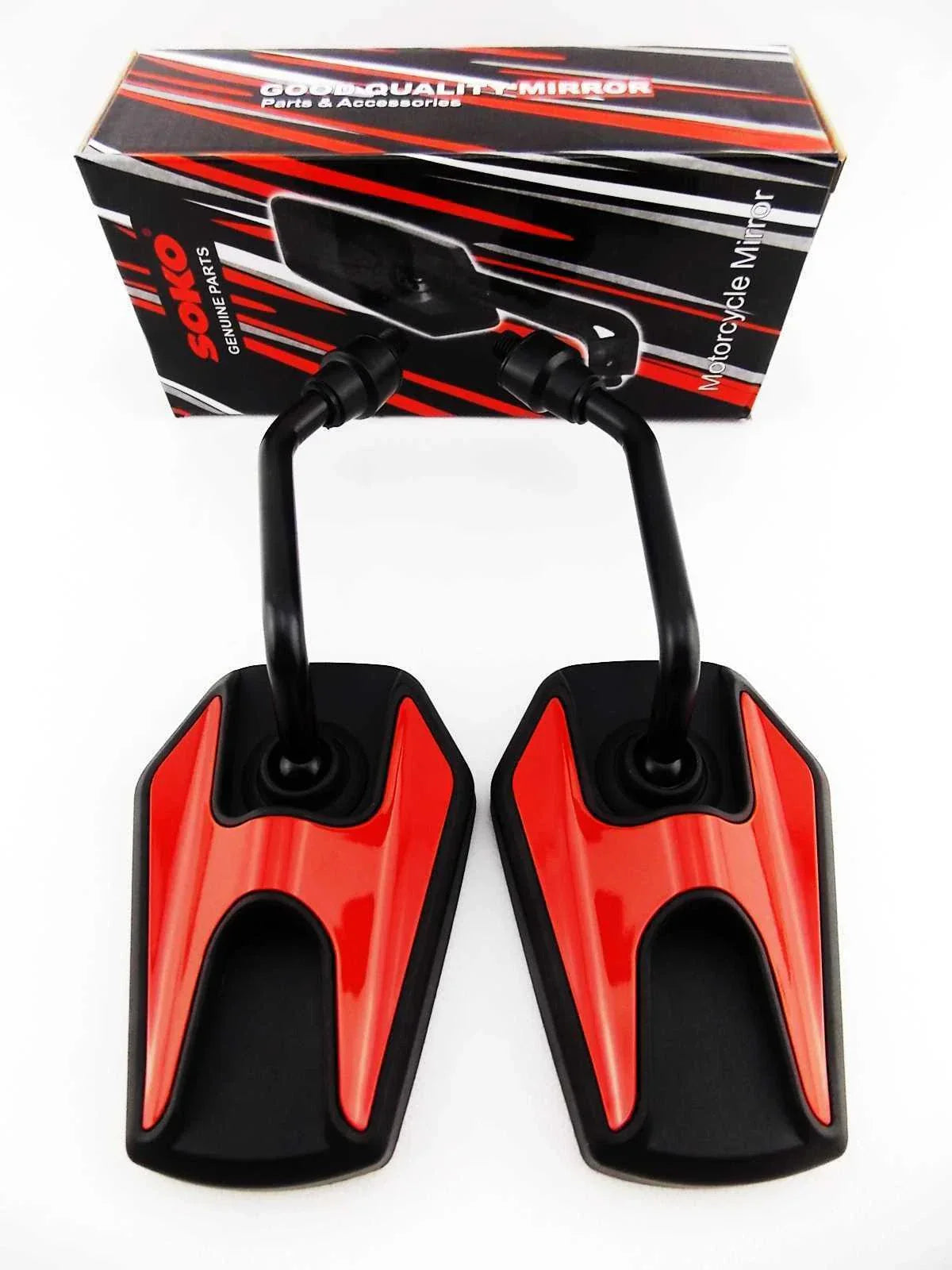 Black Red Hex Soko Mirrors for Kawasaki H1 500 Mach III (1969-1975)