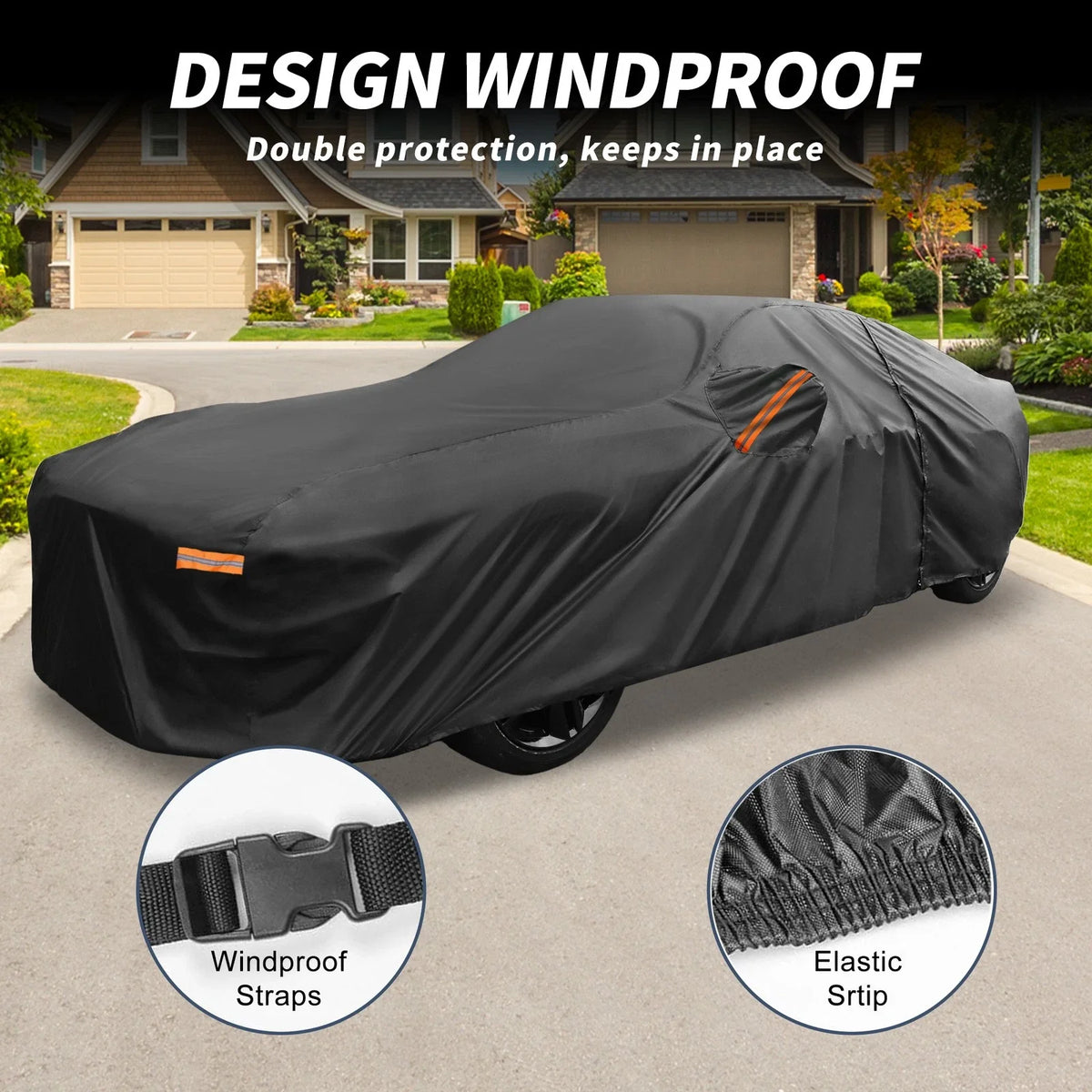 Waterproof Car Cover with Driver Door Zipper for Ford Mustang 