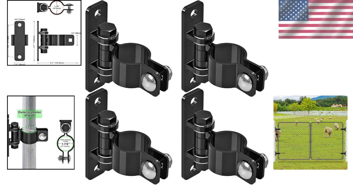 Set of 4 Heavy Duty Rust-Resistant Gate Hinges for Wall Mount (1-7/8'')