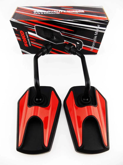 Black Red Hex Soko Mirrors for Kawasaki VN900 Vulcan (2006-2015)