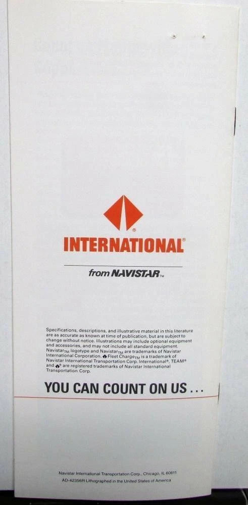 Sales Brochure for International Trucks IHC Medium Diesel (1988)
