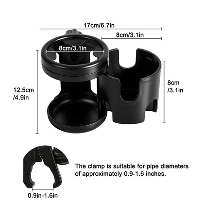 Dual Cup Holder Clamp for Bike Stroller Wheelchair Treadmill