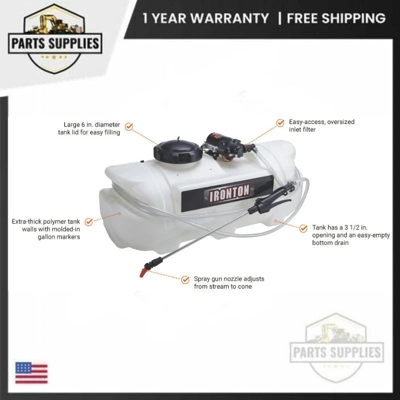 16-Gallon Ironton Spot Sprayer 2.1 GPM 12V for ATV UTV Lawn Mower Tractor