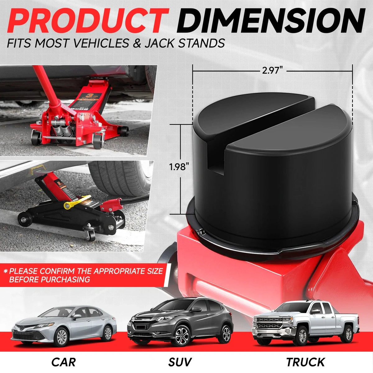 Set of 2 Rubber Pad Adapters for Floor Jack Protection Pad