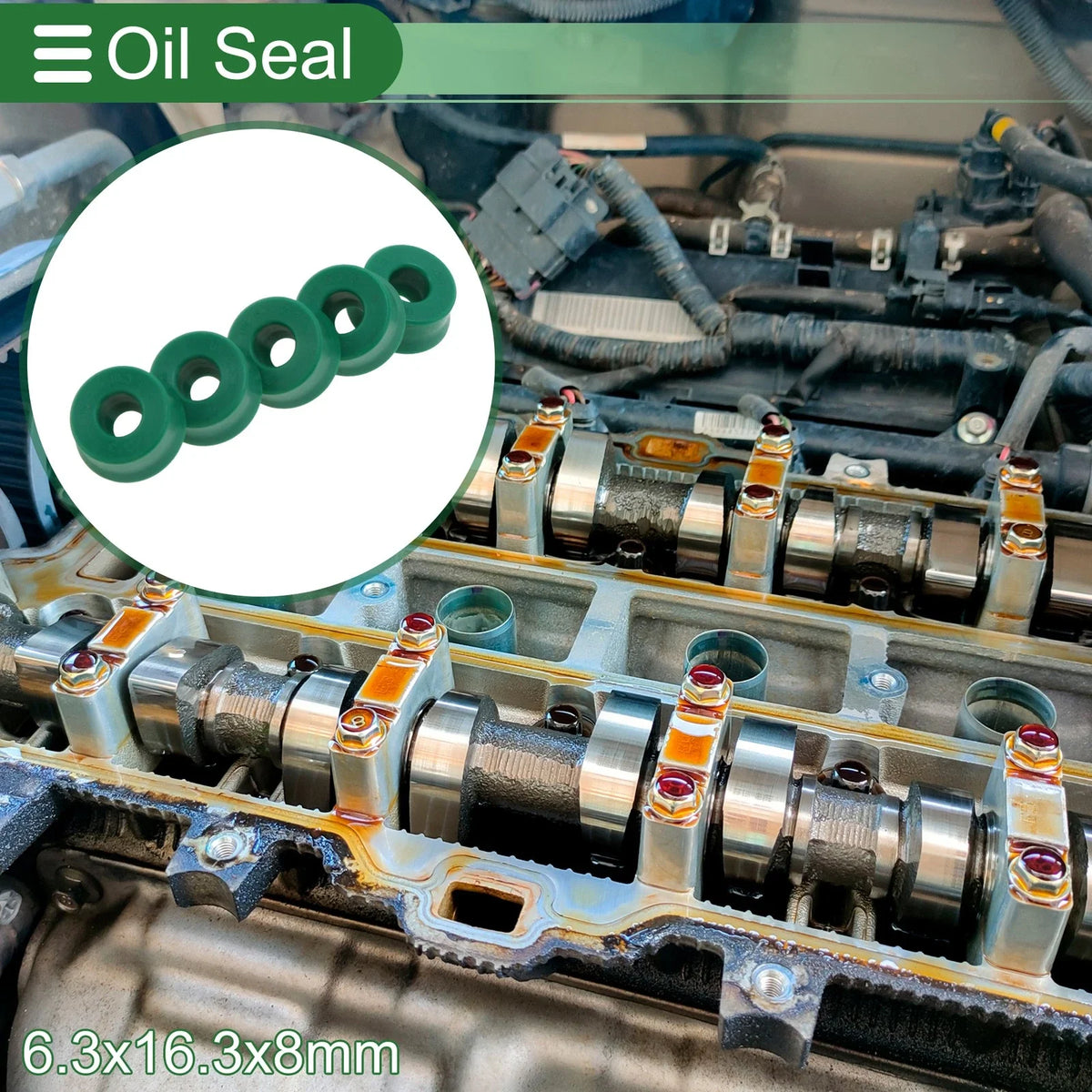 Set of 5 Oil Seal Ring Rotary Shaft Seal 6.3x16.3x8mm High Pressure