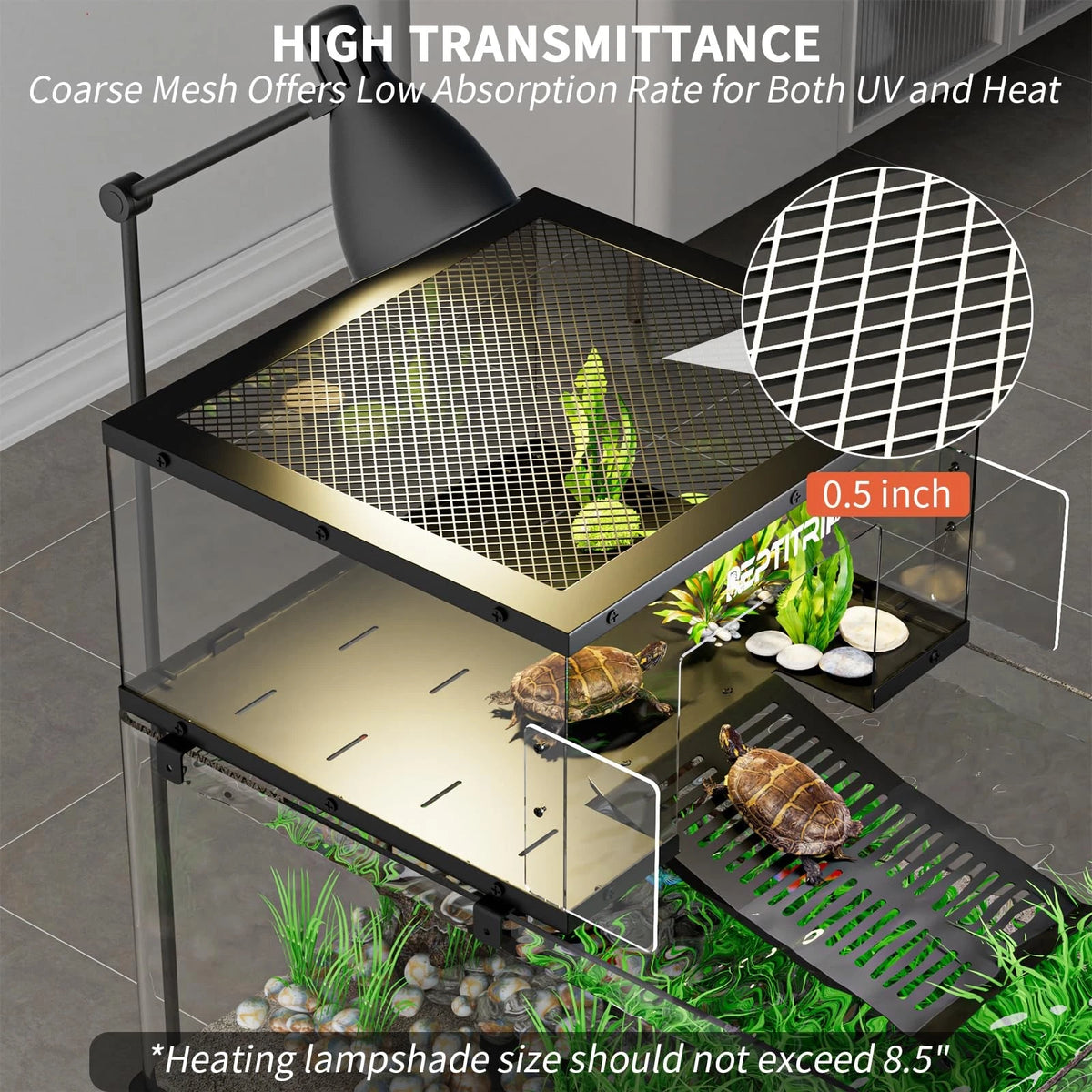 Stainless Steel Non-Slip Basking Platform Ramp for 18-20 Inch Aquari
