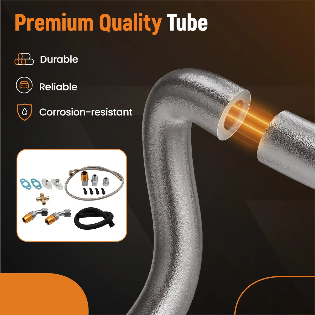 Turbo Oil Feed + Drain Return Line for T3 GT35 GT30 GT3582 (1/8 NPT AN10)