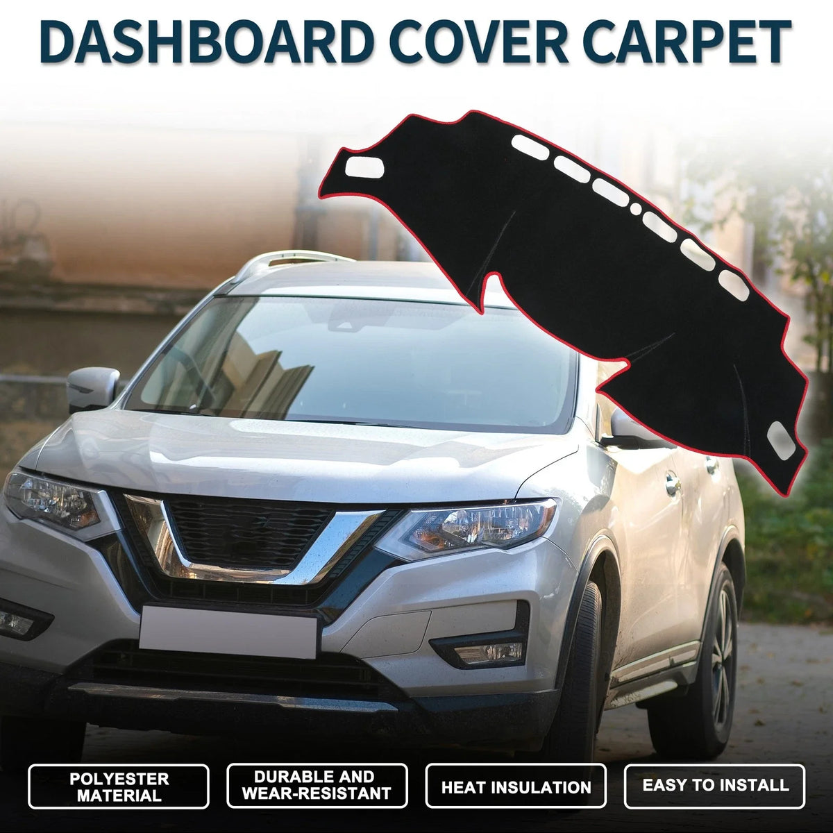 Dashboard Cover Mat for Nissan X-Trail T32 (2013–2024) Black Red Set