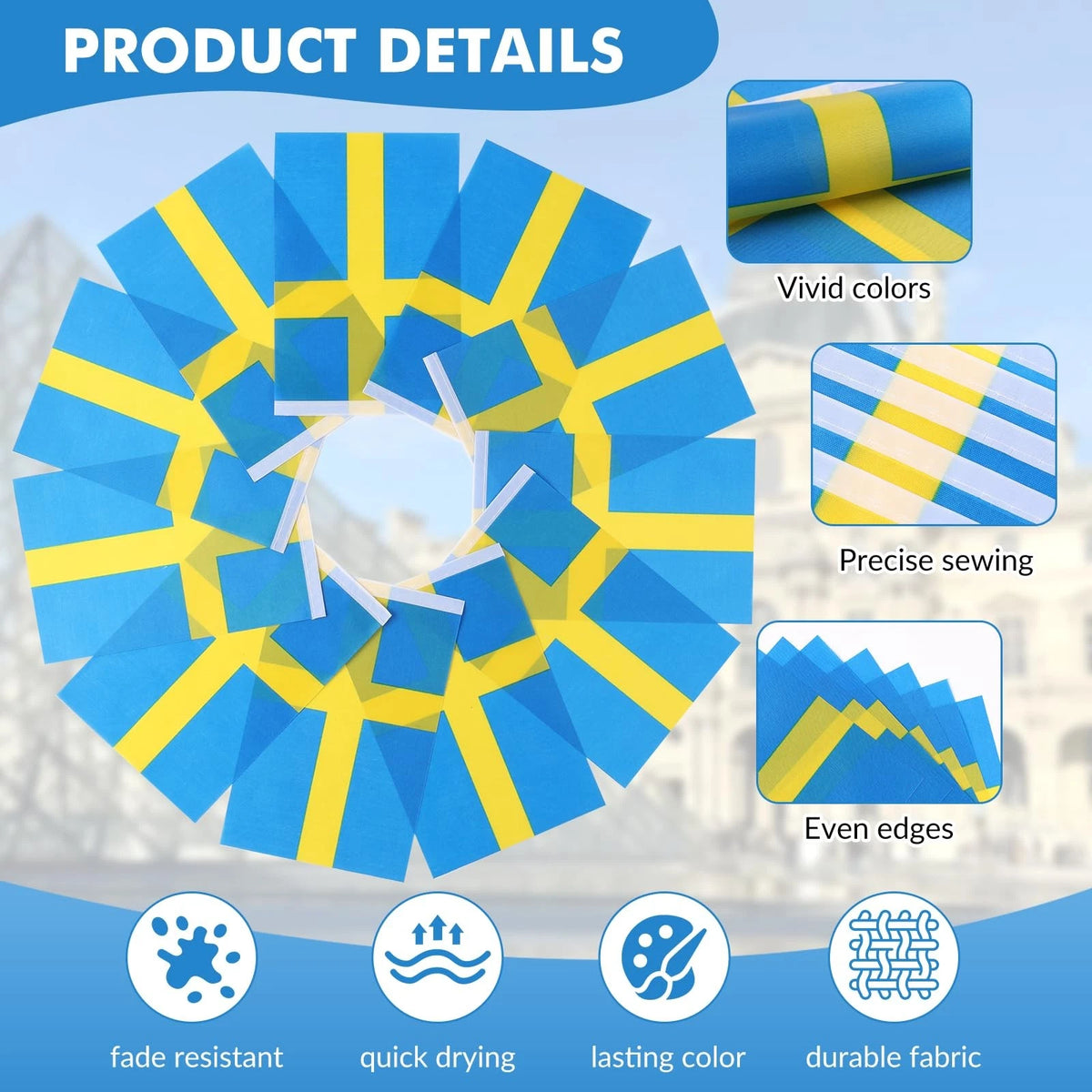 Small Swedish Flag Banner (5x8 inches)