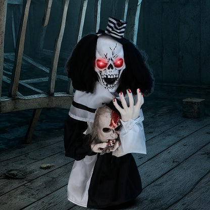1.8 FT Scary Clown Halloween Decor with Sound for Haunted House Props