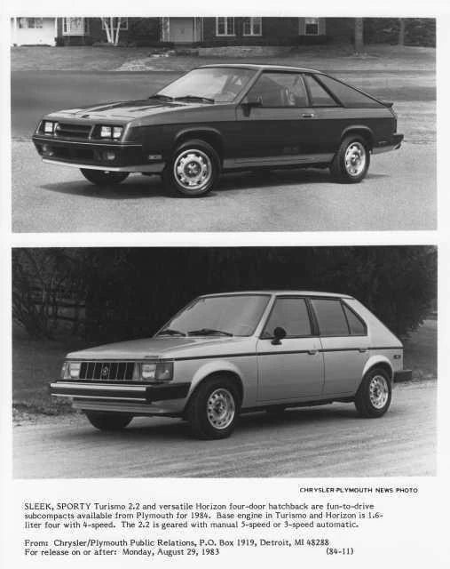 Press Photo for Plymouth Turismo and Horizon (1984)