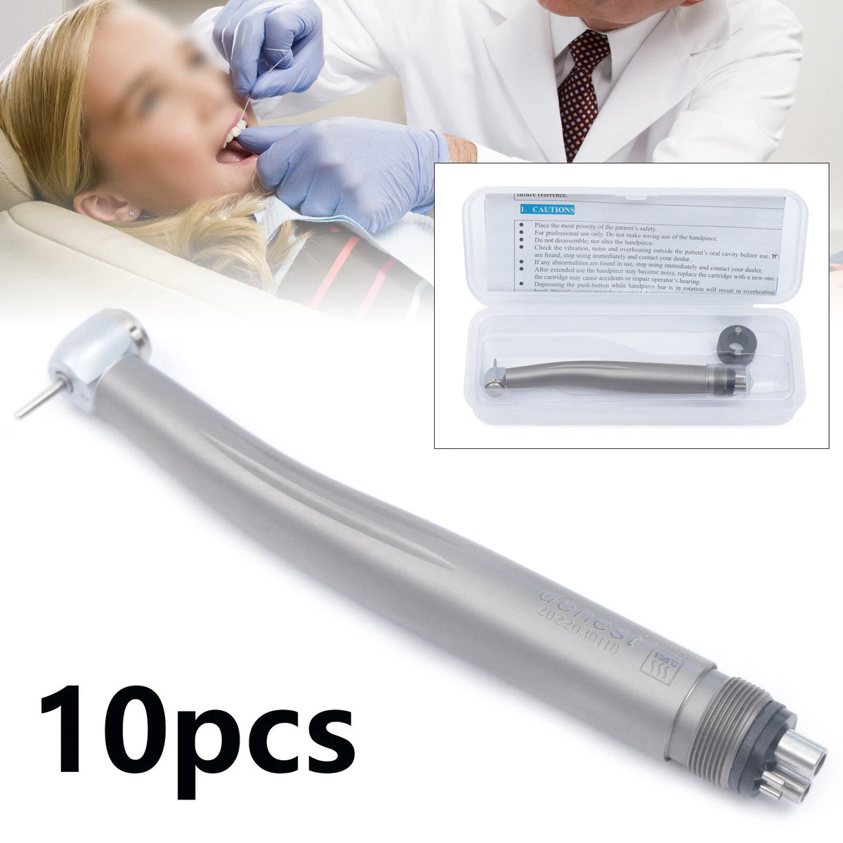 10X High Speed Handpiece 4 Hole Push Button 400000 RPM for Dental Lab