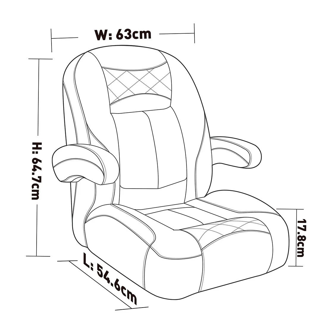 Low-Back Captain Boat Seat for Kimpex (Fits 778044)