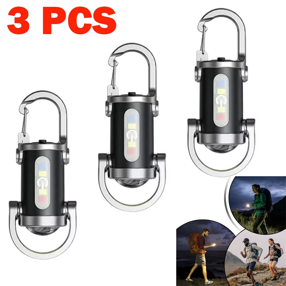 3X LED Keychain Light for Camping, Waterproof Pocket Torch