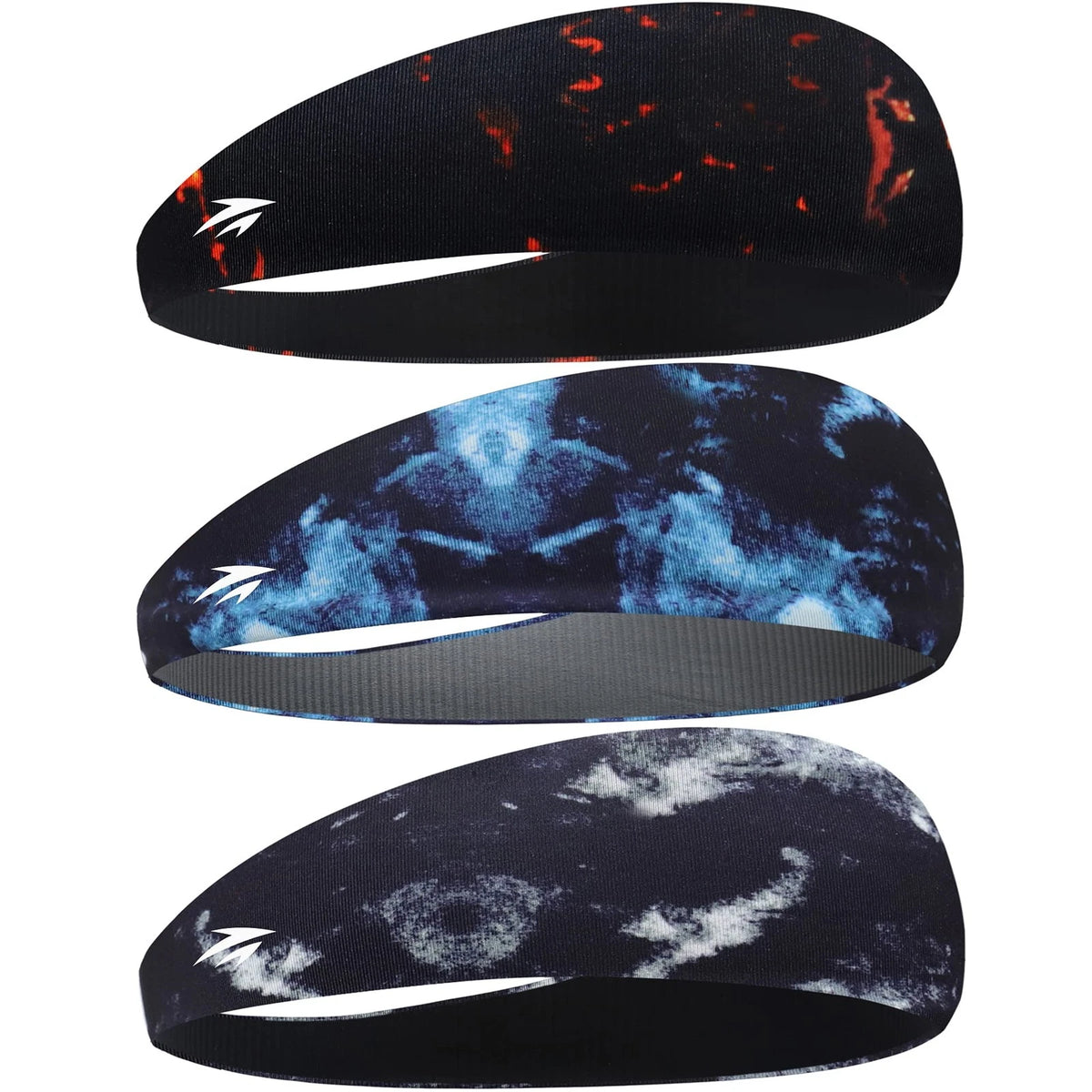 3X Headbands for Men - Sweatband Sports Headband Set