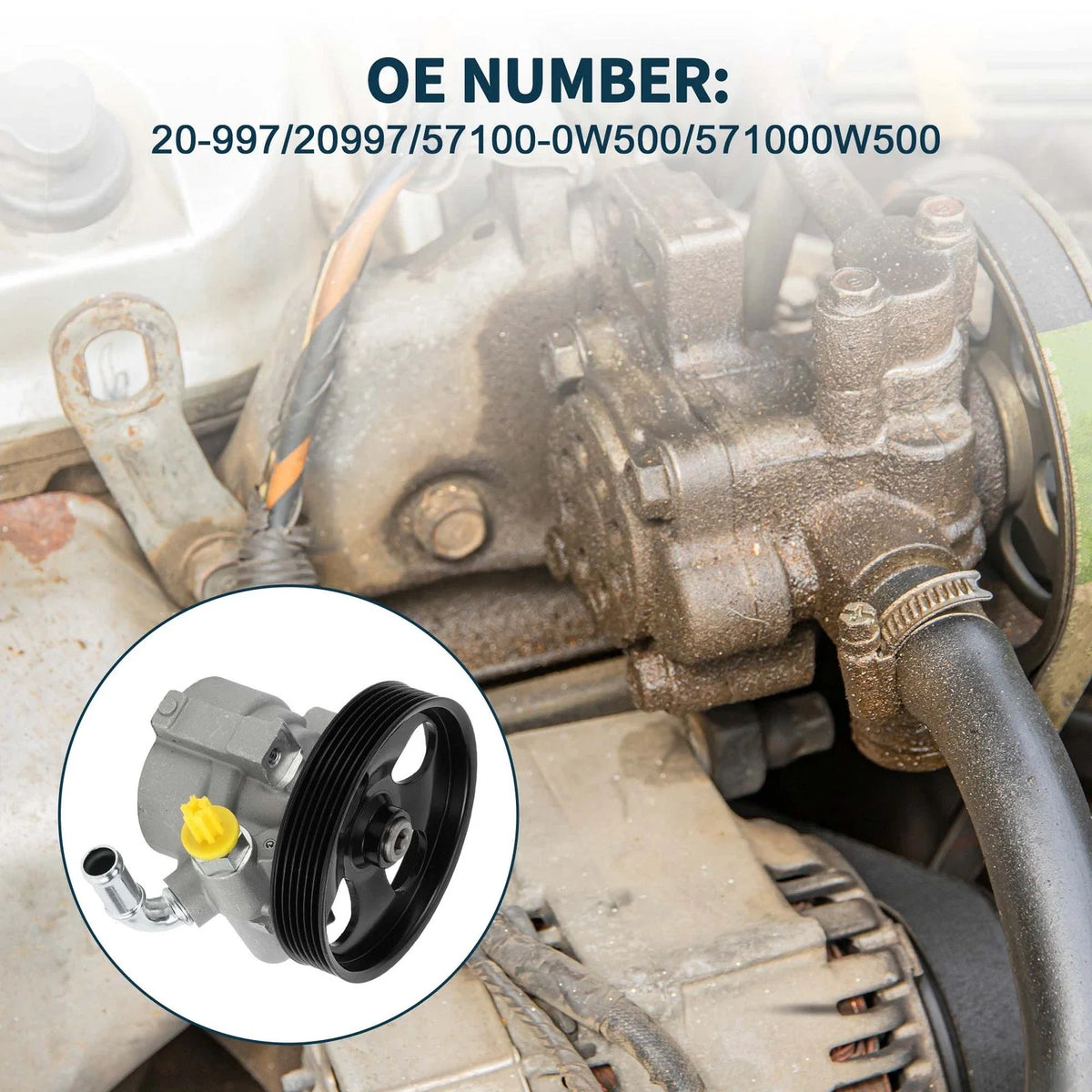 Power Steering Pump with Pulley for Hyundai Santa Fe (2007–2009) No. 57100-0W500