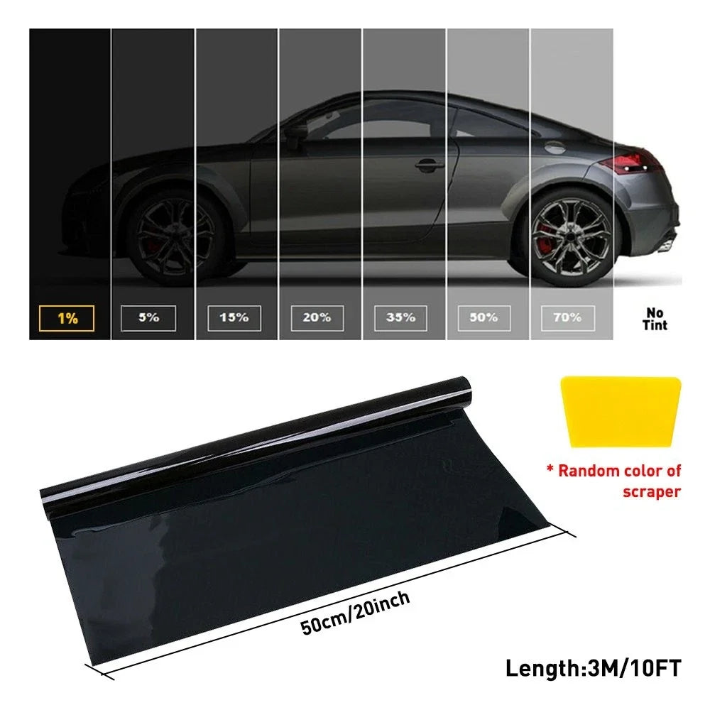 Window Privacy Tint Film 1% VLT for Universal Cars (20in x 10ft)