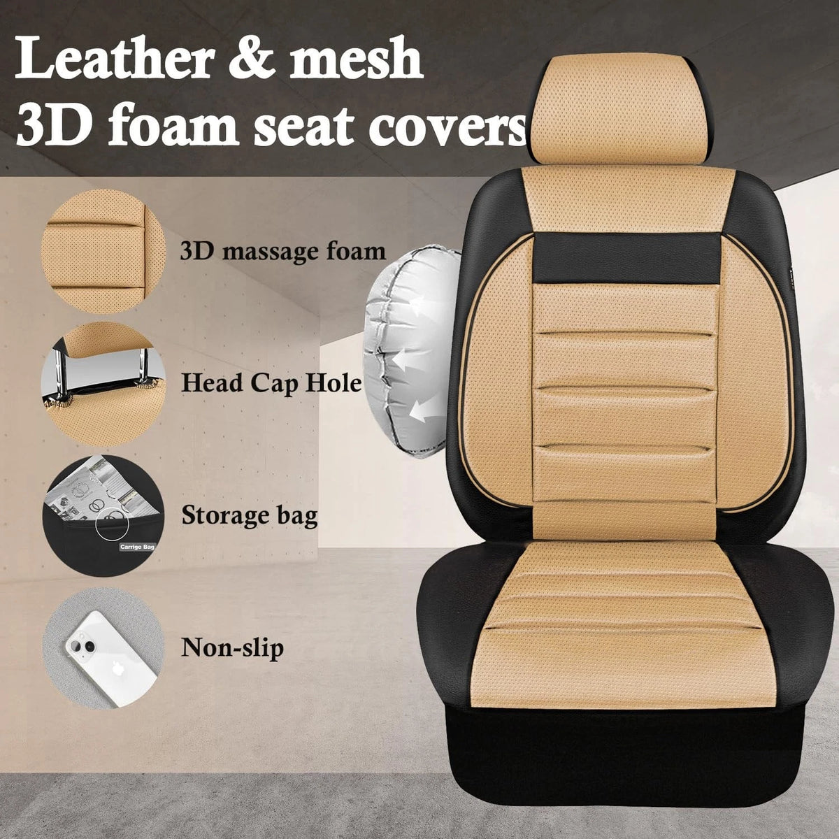 Set of 2 Faux Leather Car Seat Covers for Front Seats Universal Fit