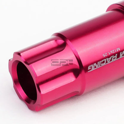 20 PCS Open End M12x1.25 50mm Tall Pink Aluminum Lug Nuts + Lock Key