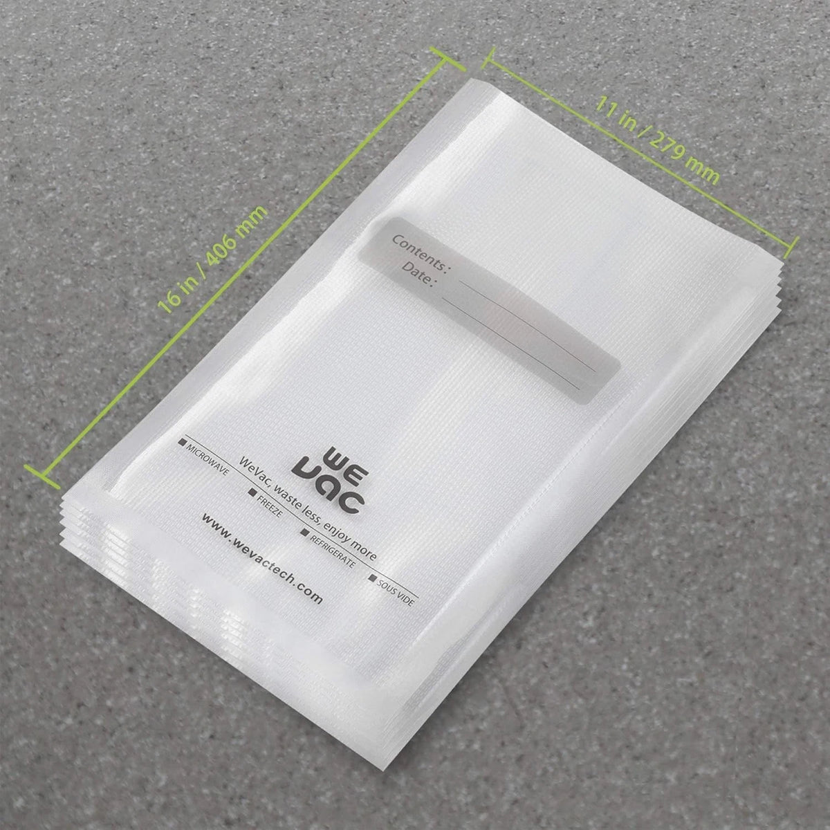 Set of 100 Wevac Vacuum Sealer Bags 11x16 Inch for Gallon Storage