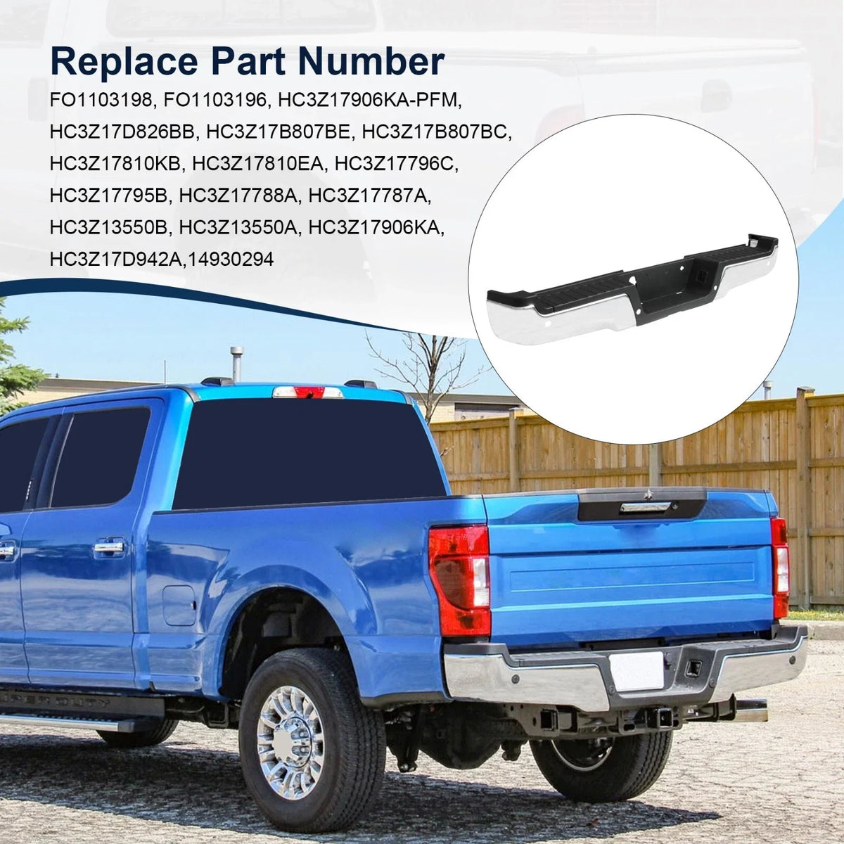 Chrome Rear Bumper Assembly for Ford F-250 F-350 SuperDuty (2017–2022)
