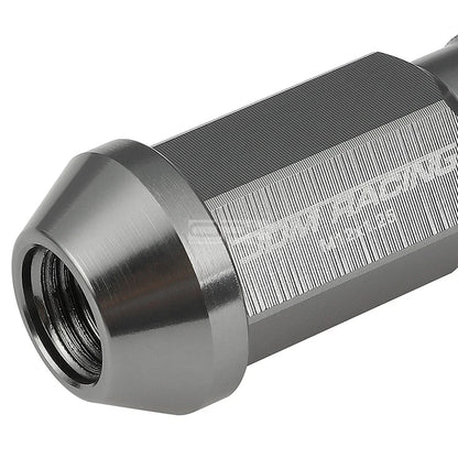 Set of 20 Open End M12x1.25 50mm Tall Gun Metal Universal Lug Nuts + Lock Key
