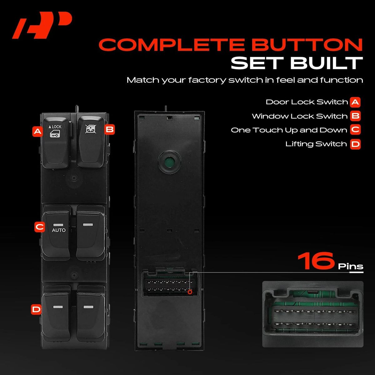 Front Left Power Window Switch for Hyundai Tucson (2010–2015) 935712S000, DWS2264