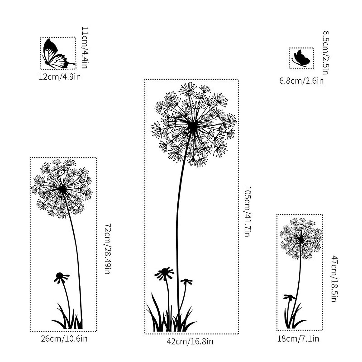 Wall Decals for Dandelion Butterfly