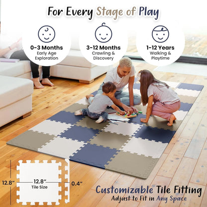12x12 EVA Foam Play Mat Non Toxic Interlocking Floor Tiles