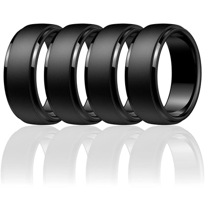 Set of 4 Silicone Wedding Rings for Men (11.5-12) - Black