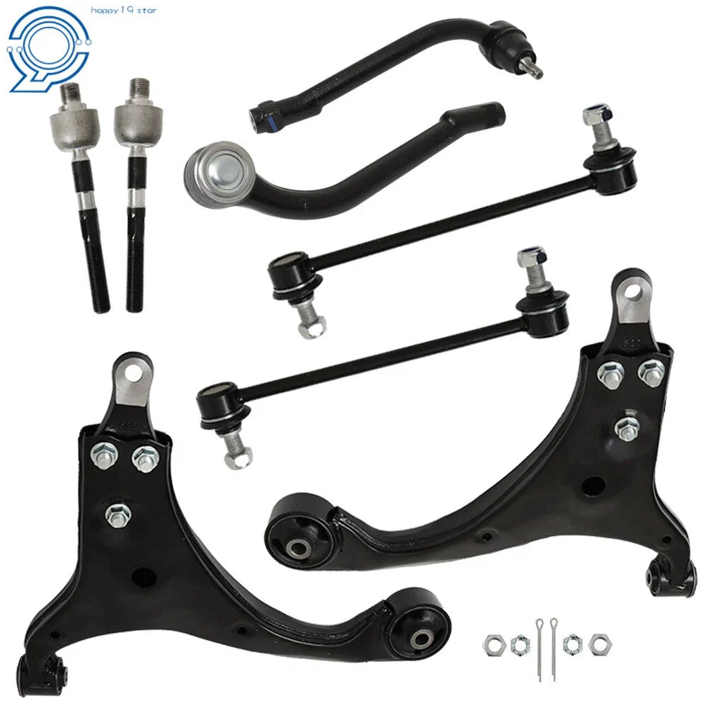 Set of 8 Front Lower Control Arms, Tie Rods, Sway Bars for Hyundai Elantra (2007–2012)