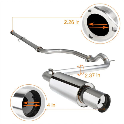 4" Round Tip Catback Exhaust System for Honda Civic ED 1989–1991