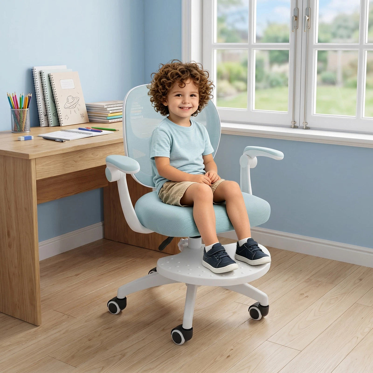 Kids Desk Chair for Ergonomic Study (Adjustable Height, Flipped Armrests)