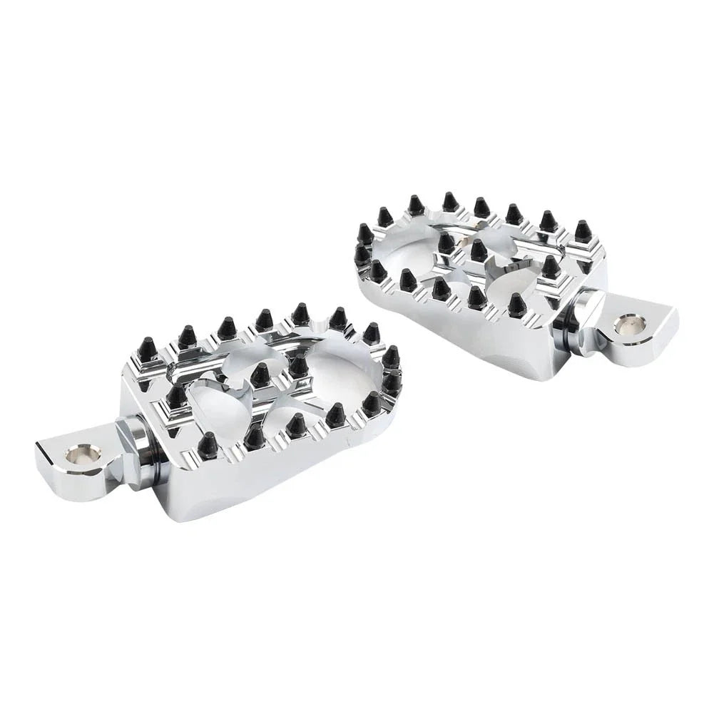 Wide Fat Foot Pegs for Harley Dyna Sportster Fatboy (Chrome)