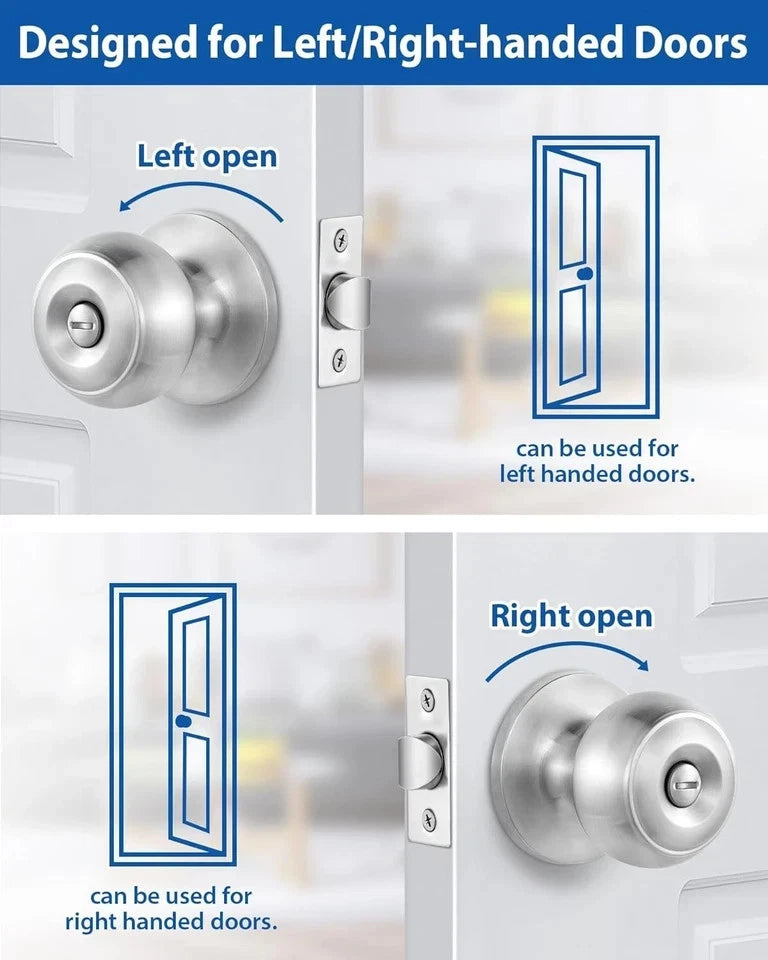 5X Interior Door Knobs for Bedroom or Bathroom - Satin Nickel