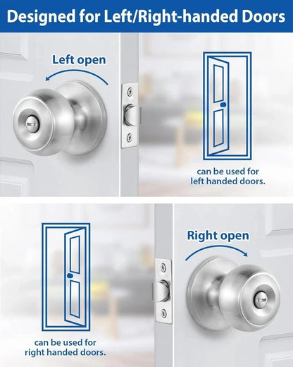5X Interior Door Knobs for Bedroom or Bathroom - Satin Nickel