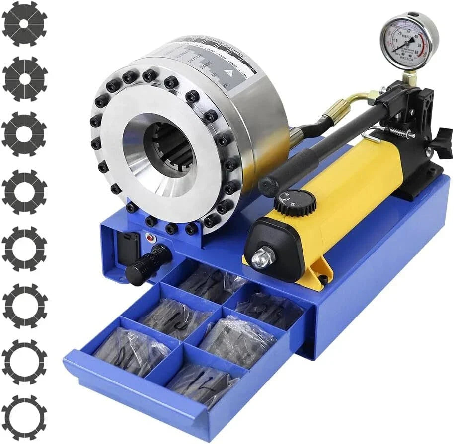 Hydraulic Hose Crimper with 8 Dies for Pipe Clamping (10mm-30mm)