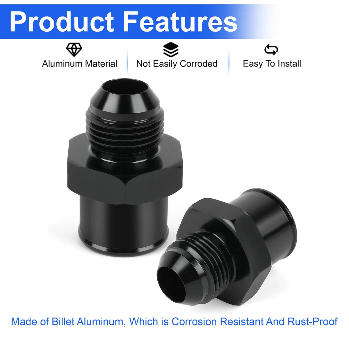 2-Pack Valve Cover Adapter Fittings for SBC Push-In Grommet Black