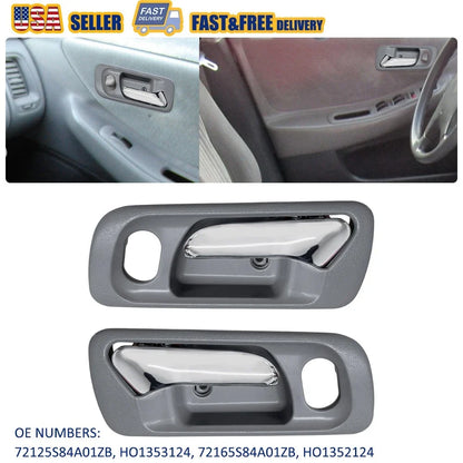 2X Door Handle Set for Honda Accord (1998–2002) Front Inner Gray Housing Chrome