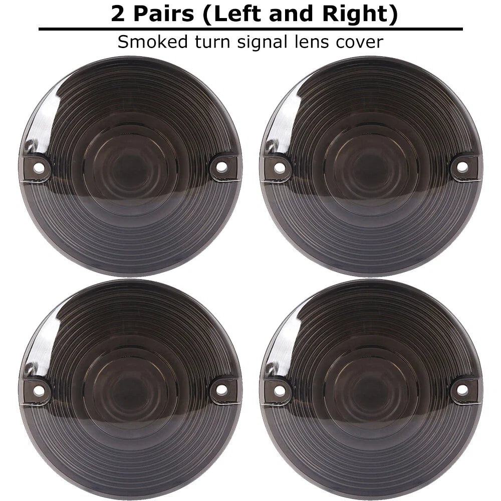 Set of 4 Smoked Turn Signal Flat Light Cover Lens for Harley Electra Glide