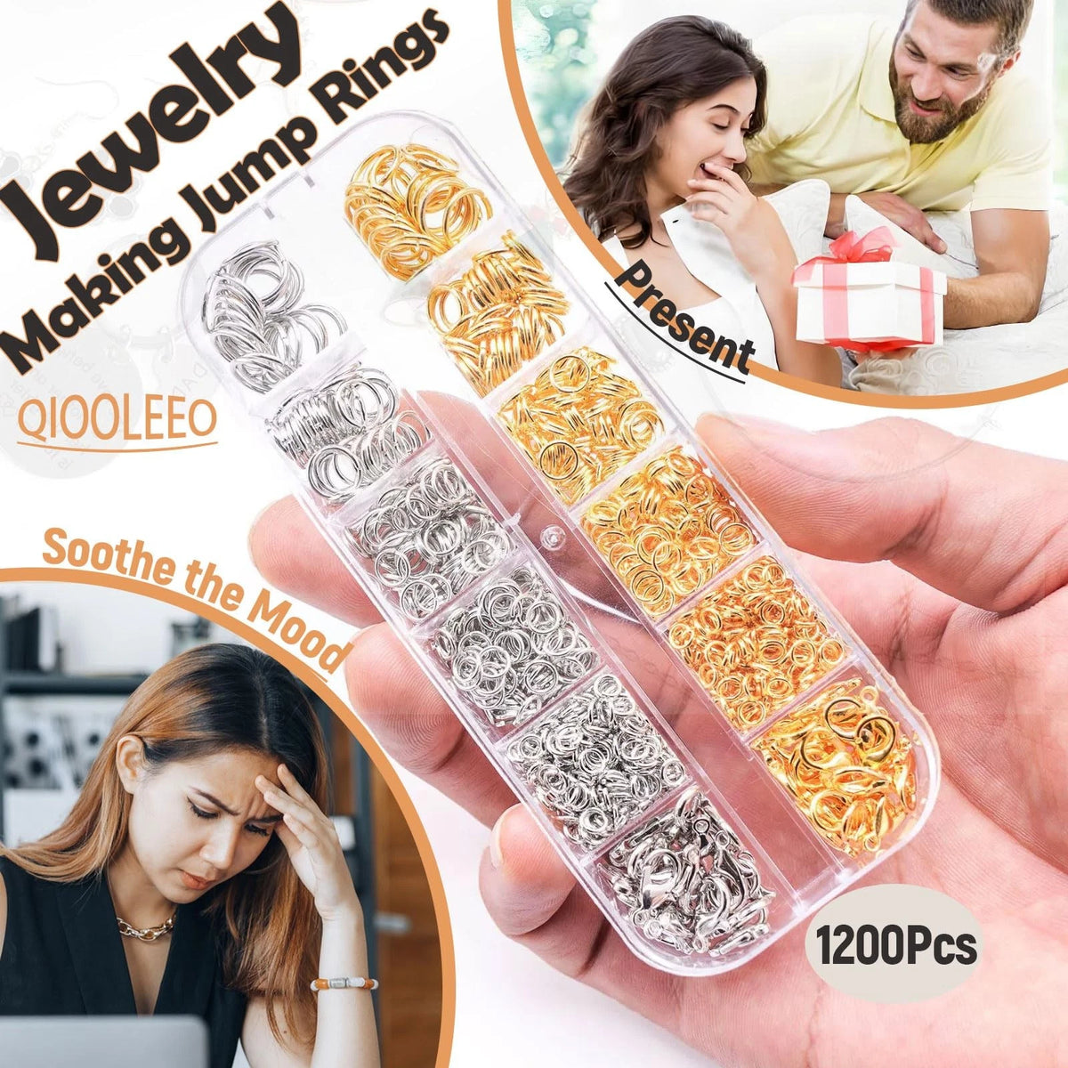 Set of 1200 Open Jump Rings for Jewelry Making - Silver & Gold