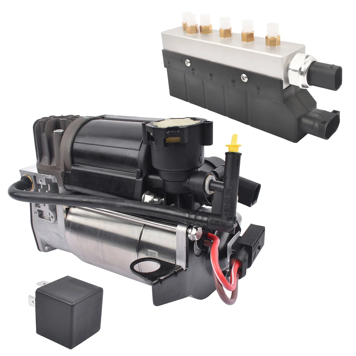 Air Suspension Compressor Pump + Valve Control Unit for Mercedes S-Class W220 (1999–2006) - 2203200104, 2203200304, 2113200104, 2113200304