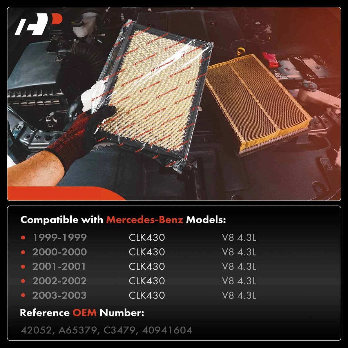 2X Engine Air Filter for Mercedes-Benz CLK430 (1999–2003)
