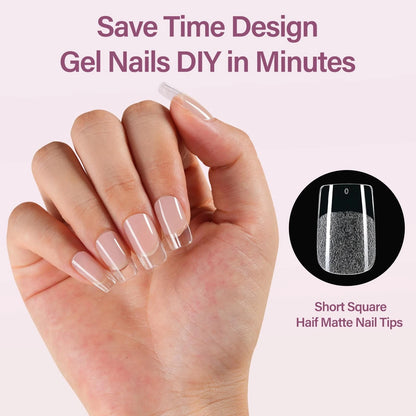 216Pcs Short Square Gel Nail Tips Kit for Nail Art