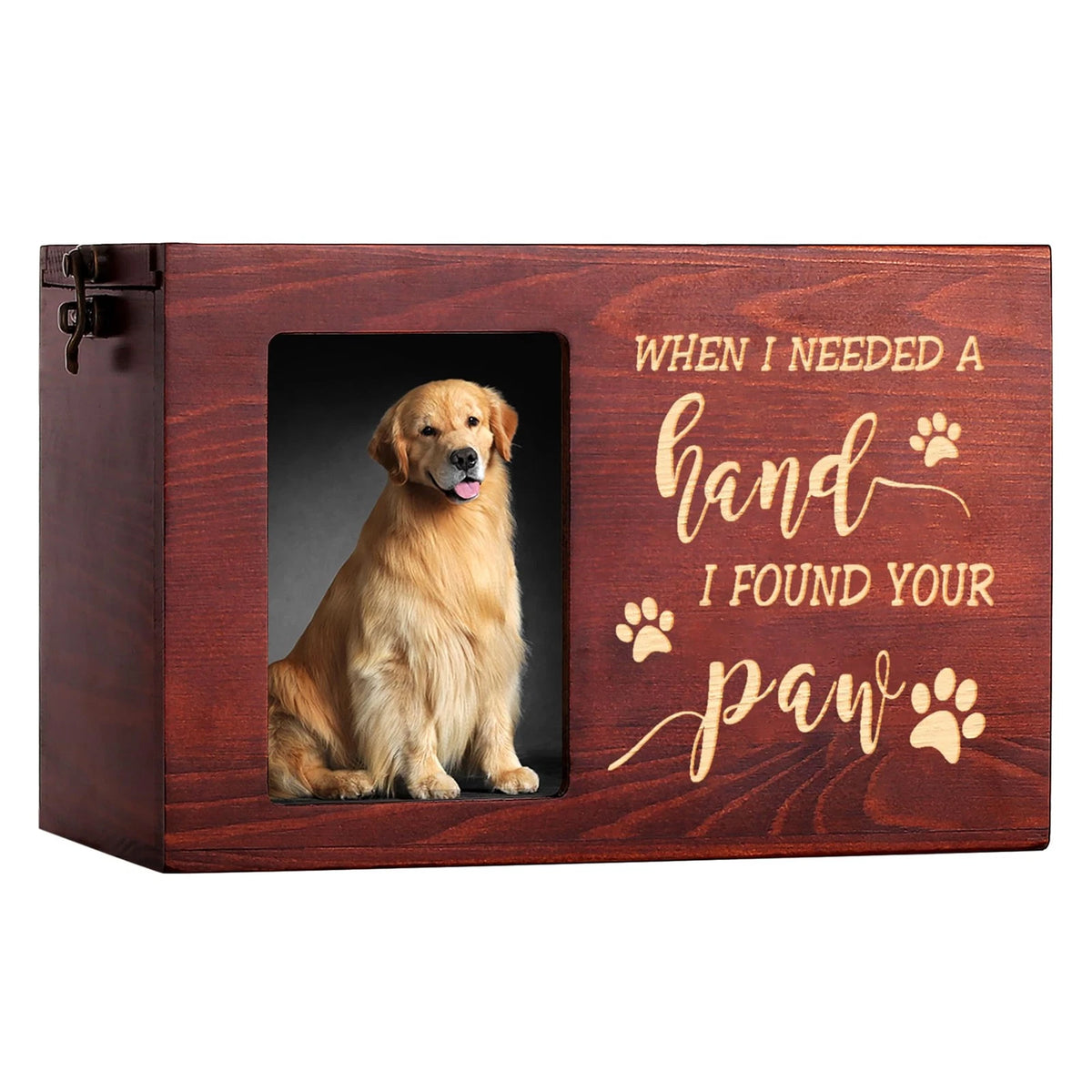 Wooden Pet Memorial Urn for Dog or Cat Ashes with Photo Frame